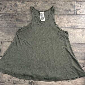 Free People Long Beach Tank Top Ribbed Army Green Womens Size M